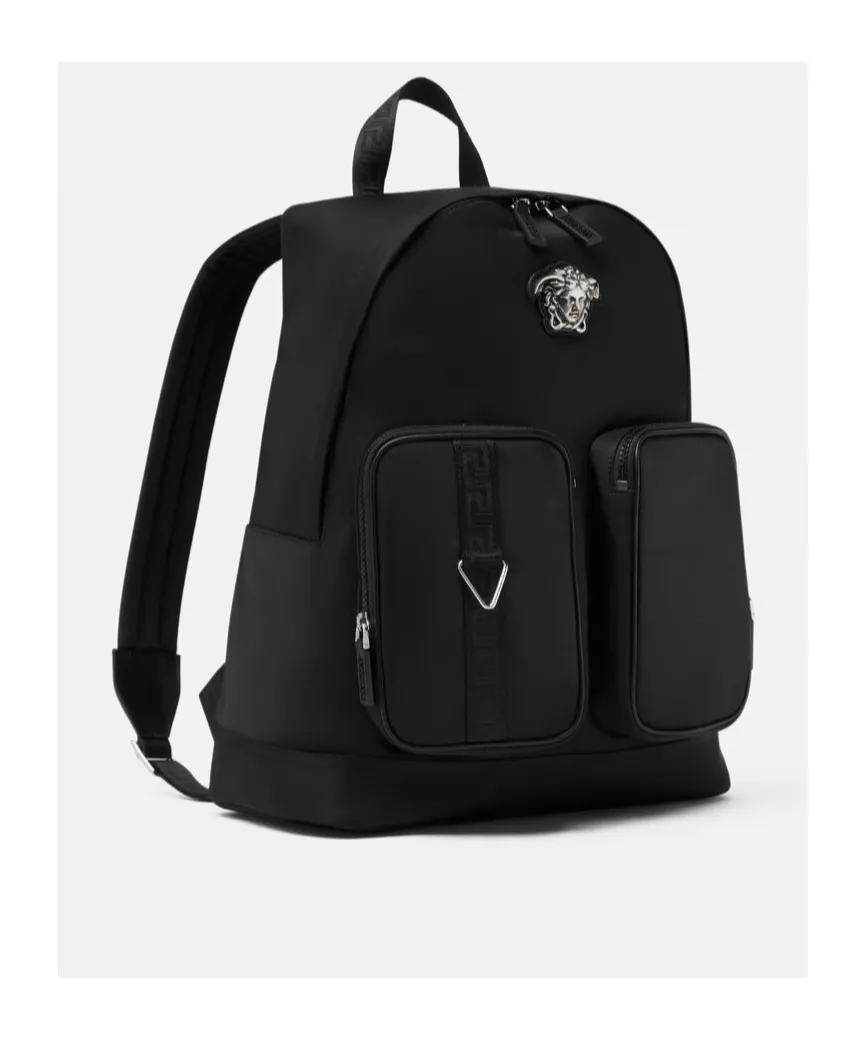 Medusa Head Motif Zipped Backpack