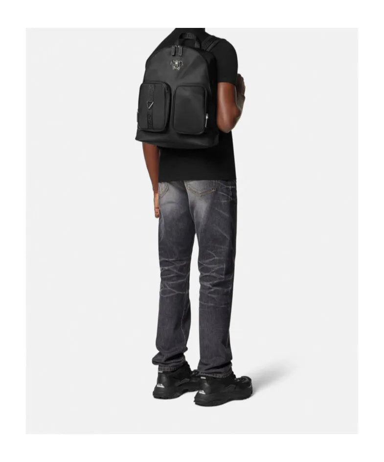 Medusa Head Motif Zipped Backpack