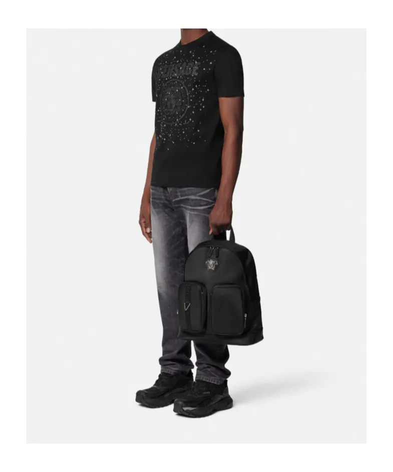 Medusa Head Motif Zipped Backpack