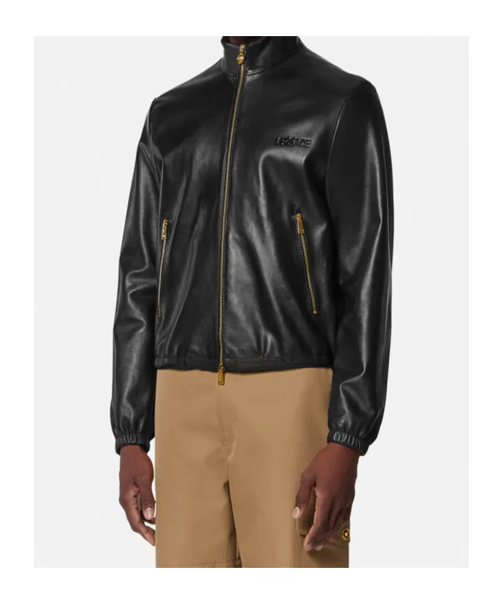 Stand Up Collar Leather Jacket