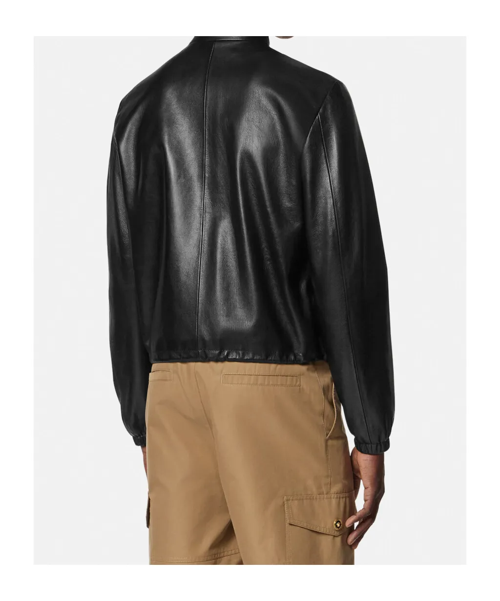 Stand Up Collar Leather Jacket