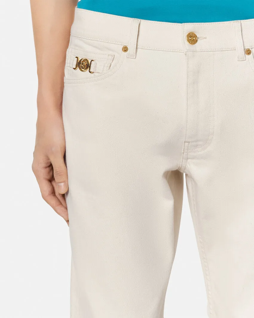 Logo-Patch Tapered Leg Jeans