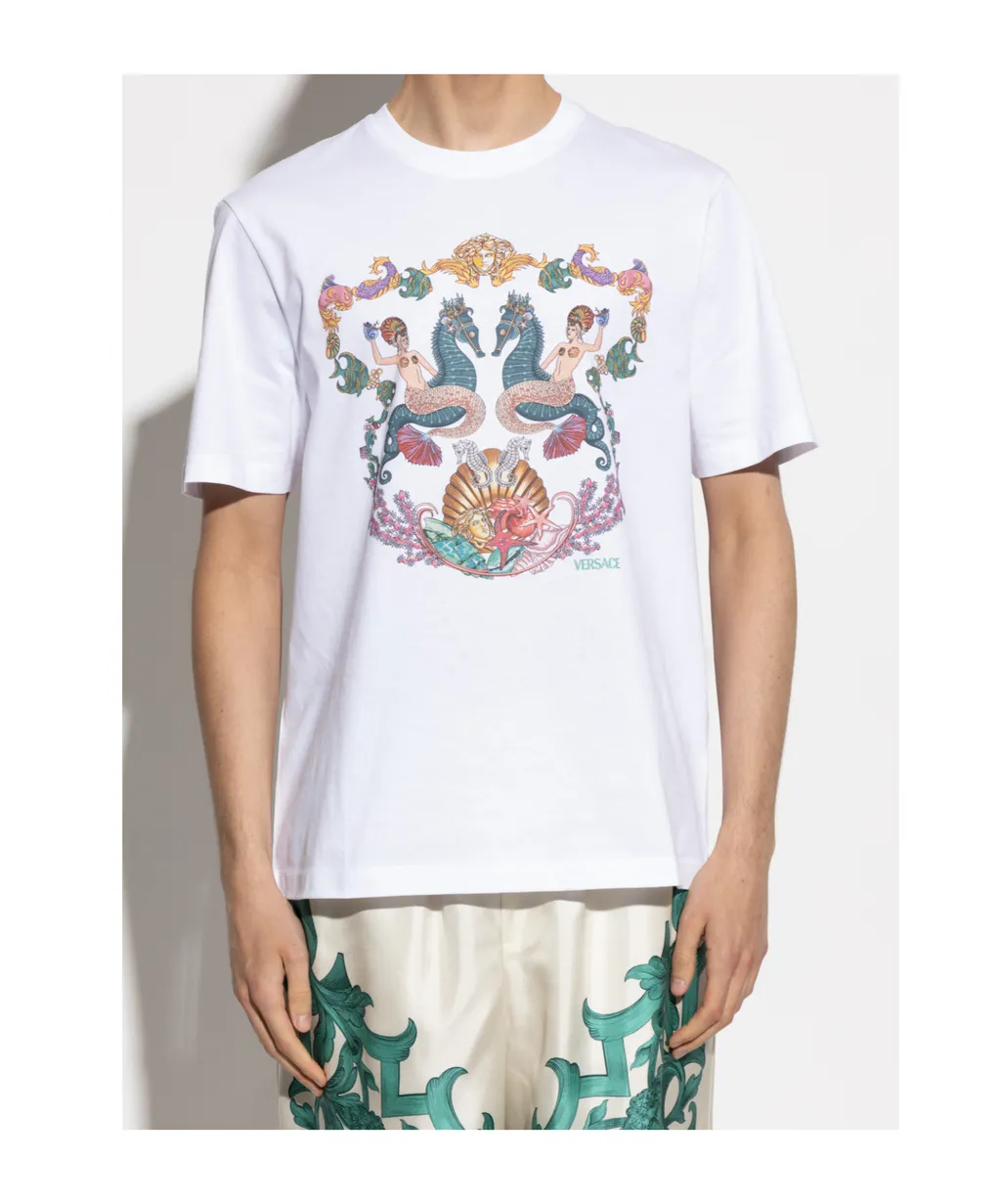 Pattern-Printed Crewneck T-Shirt