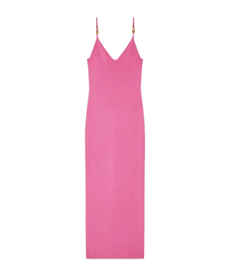 Safety-Pin Suspender Ribbed Midi Dress