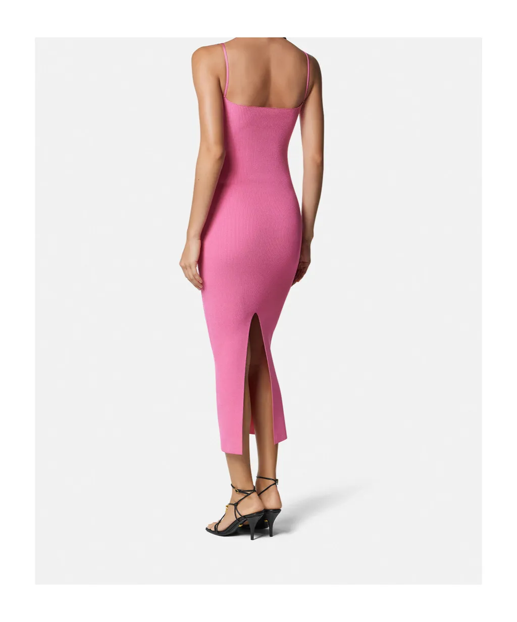 Safety-Pin Suspender Ribbed Midi Dress