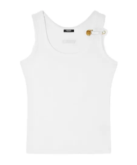 Safety-Pin Detailed Ribbed Top