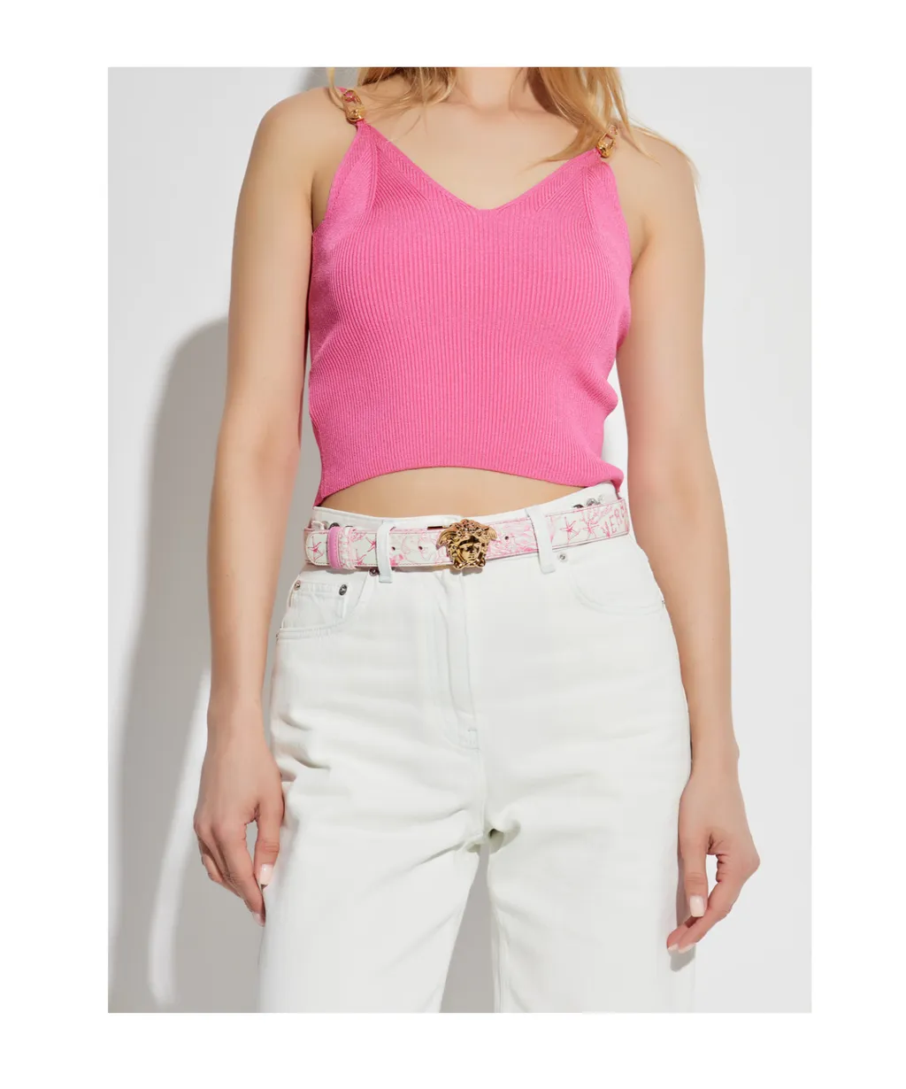 Safety Pin-Detailed Knitted Top