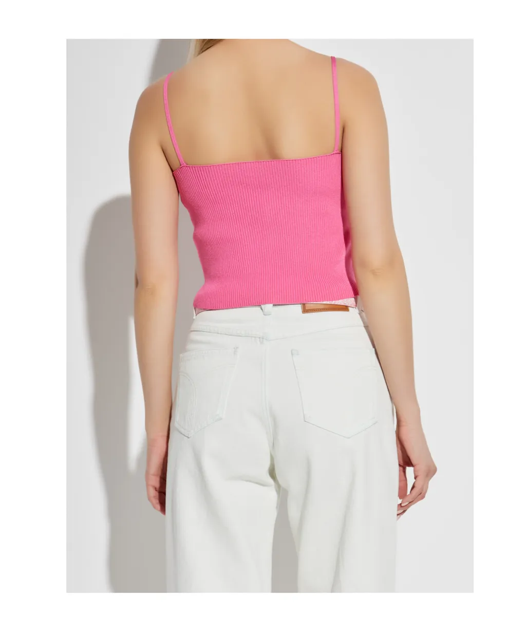 Safety Pin-Detailed Knitted Top