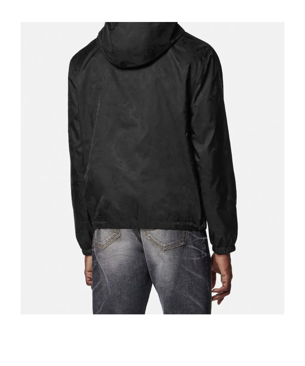 Barocco Pattern Zip-Up Hooded Jacket