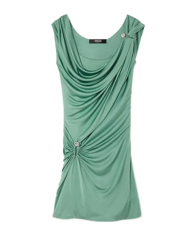 Safety Pin Detailed Draped Dress