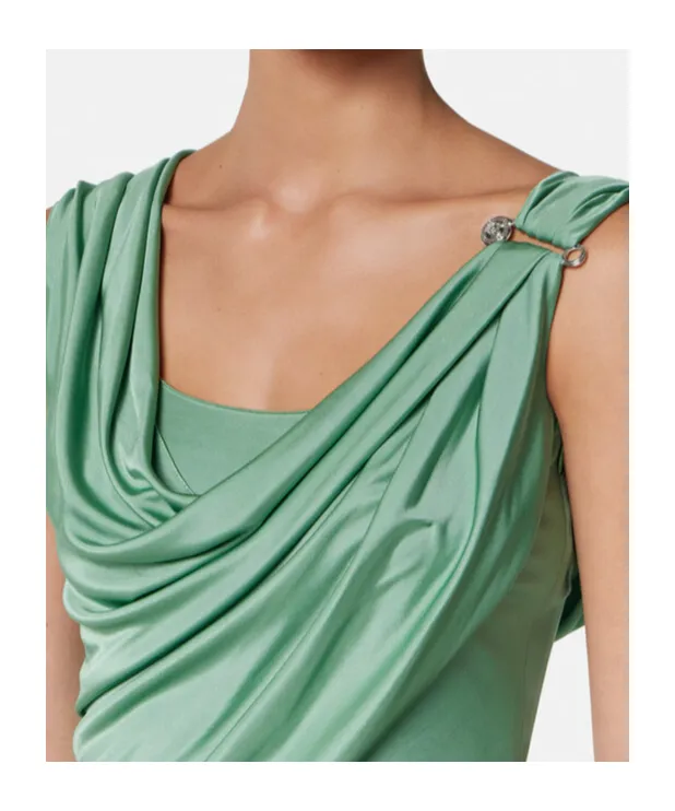 Safety Pin Detailed Draped Dress