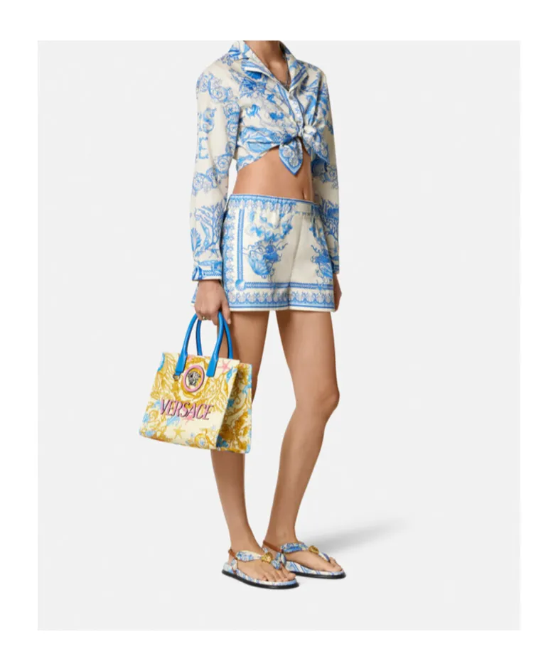 Coral Theatre Allover Printed Cropped Shirt