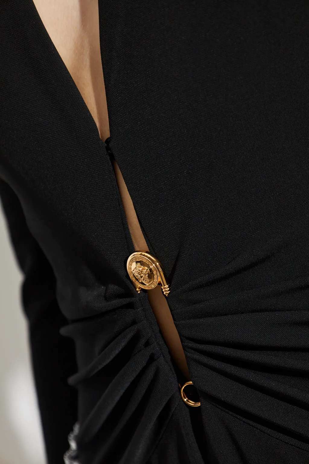 Safety Pin Detailed Long-Sleeved Bodysuit