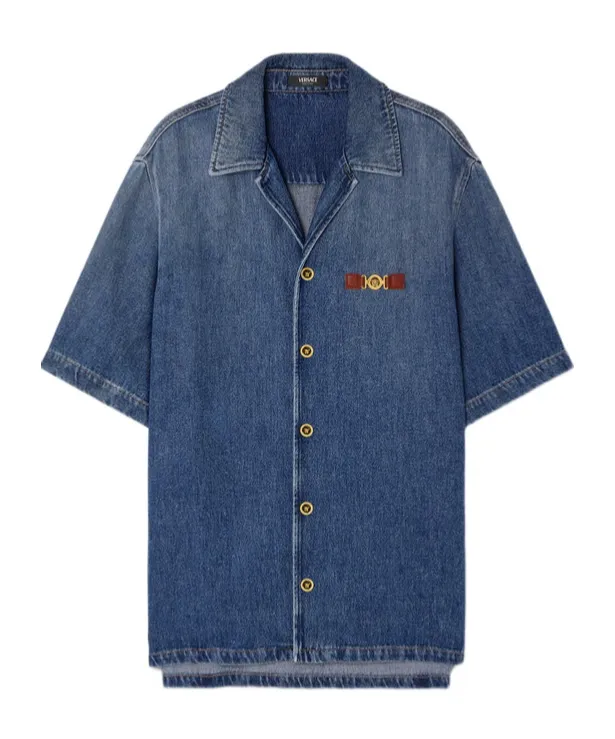 Short-Sleeved Denim Shirt