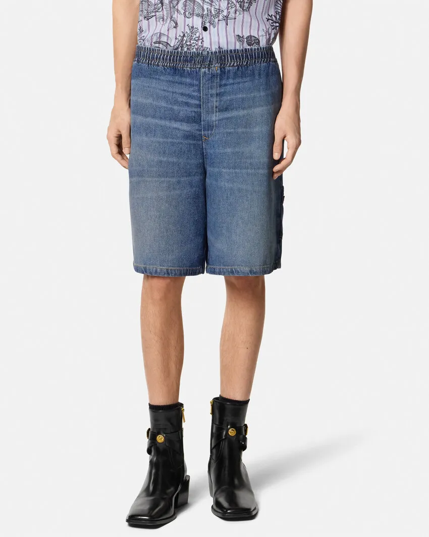 Elastic Waist Denim Shorts