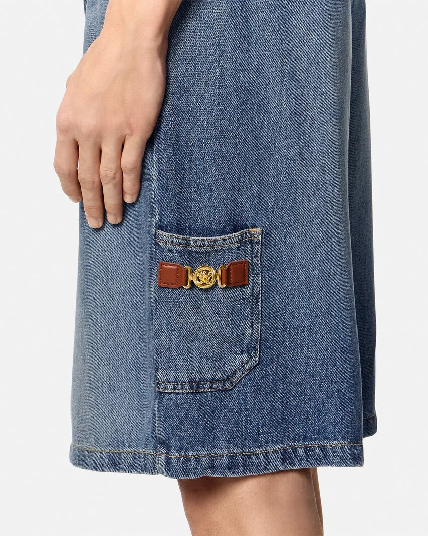 Elastic Waist Denim Shorts