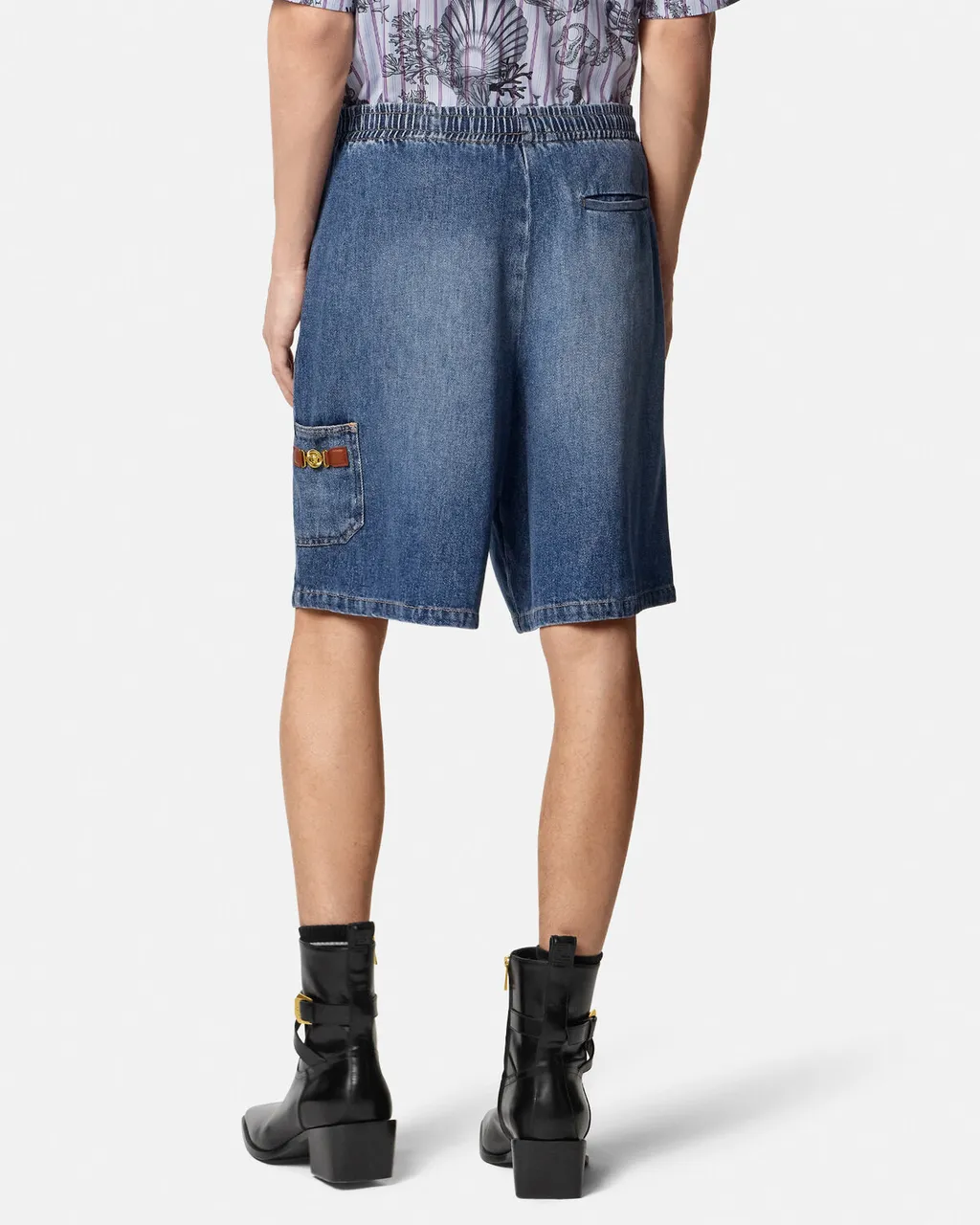 Elastic Waist Denim Shorts