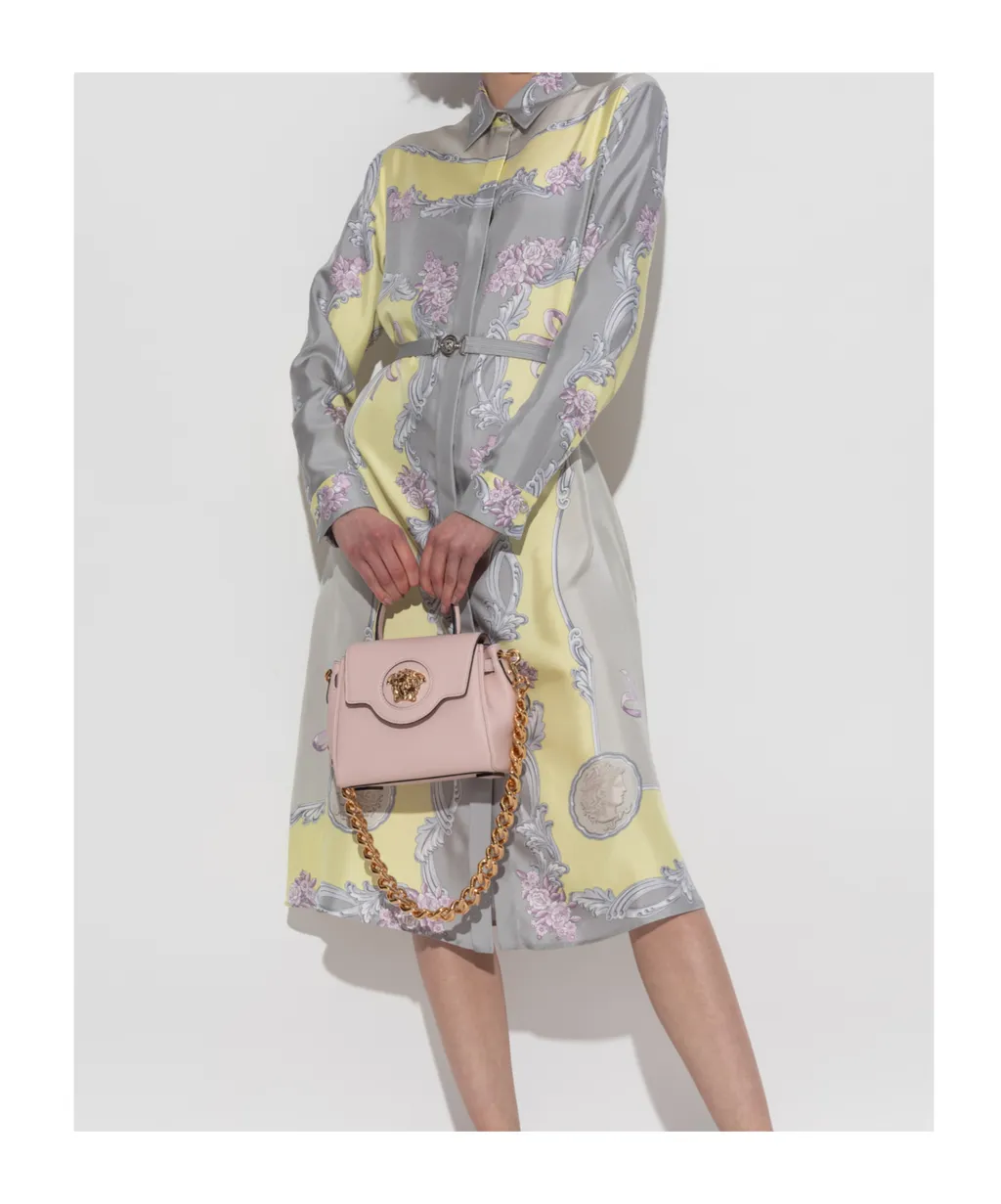 Barocco-Printed Belted Midi Dress