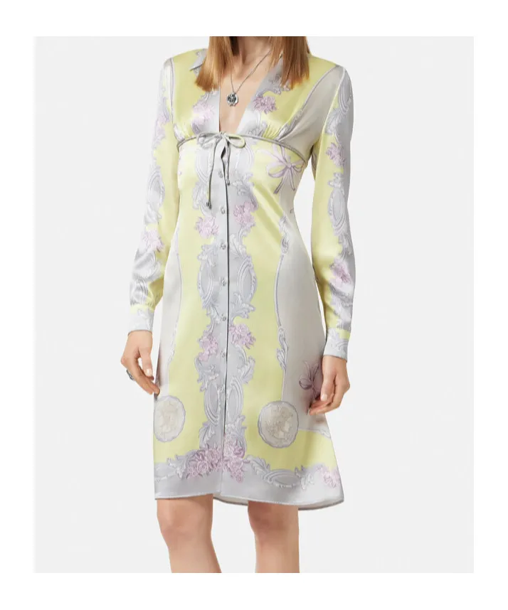 Medusa Cameo Printed Long-Sleeved Dress