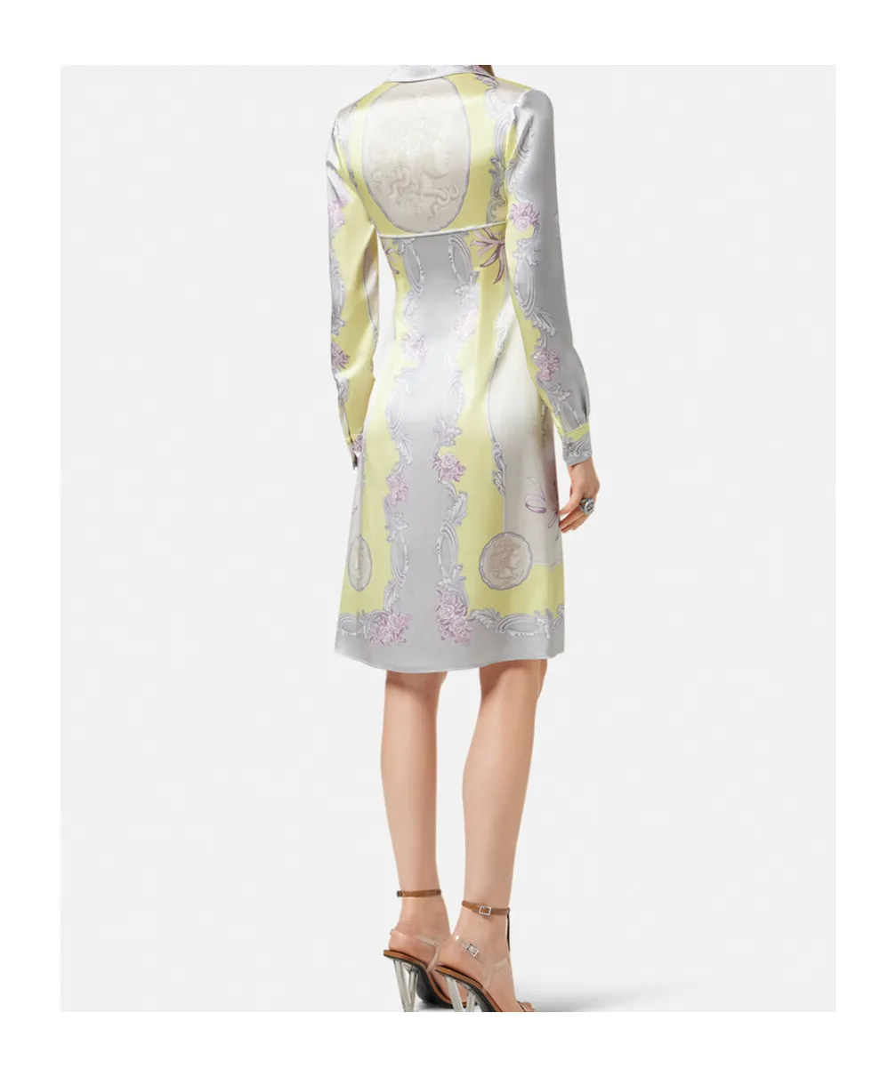 Medusa Cameo Printed Long-Sleeved Dress