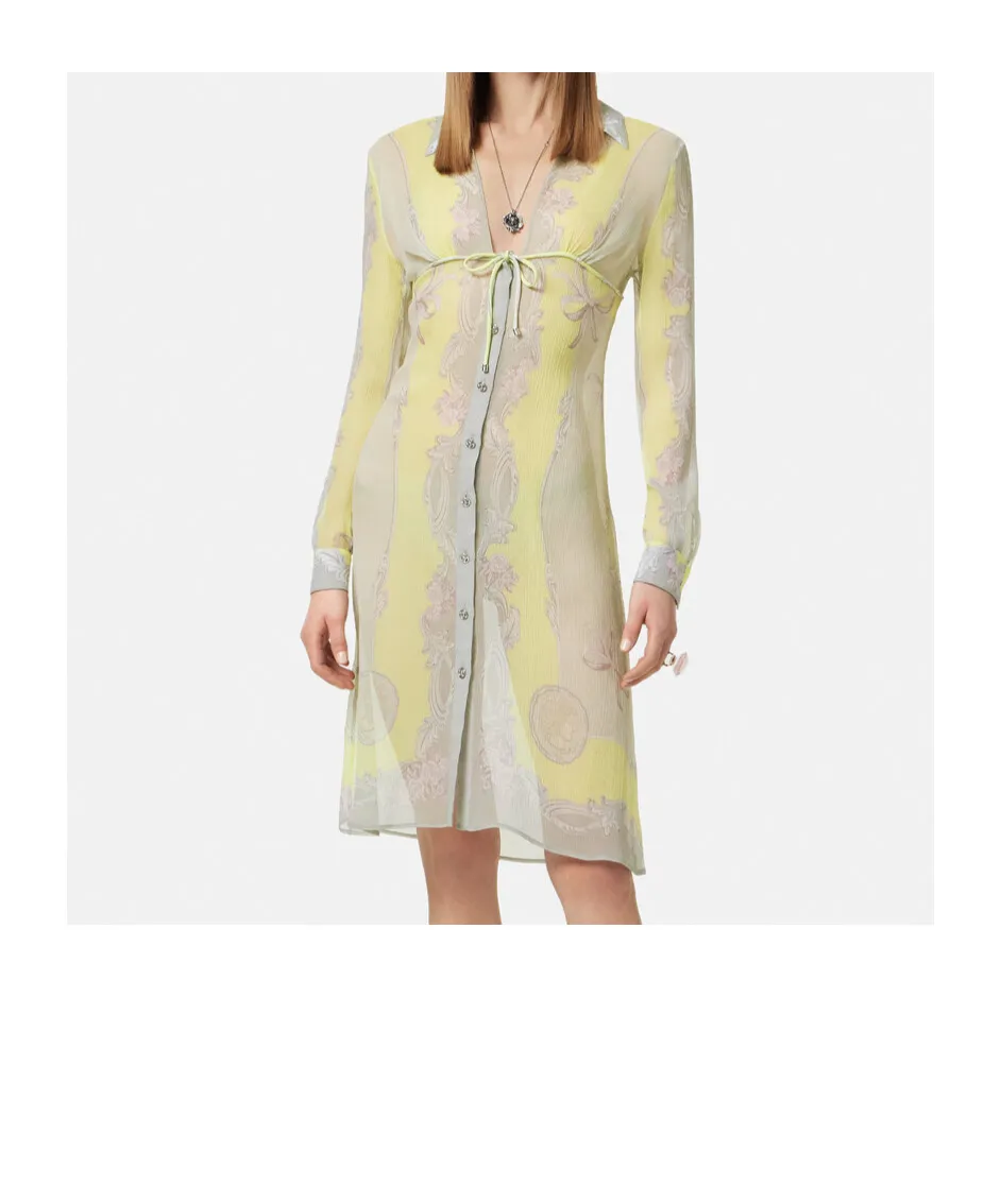 Medusa Cameo Printed Long-Sleeved Dress