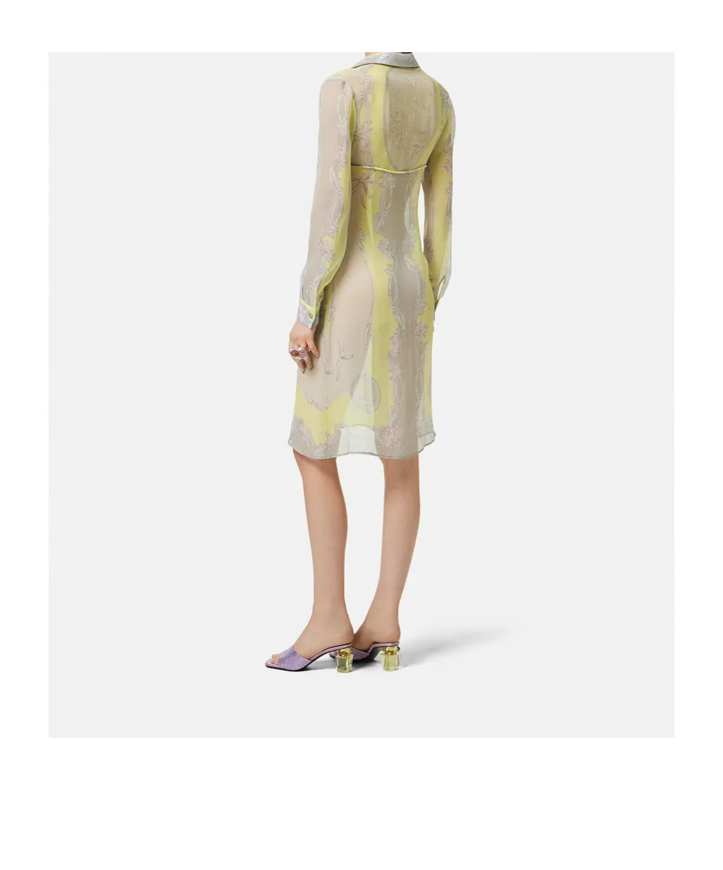 Medusa Cameo Printed Long-Sleeved Dress