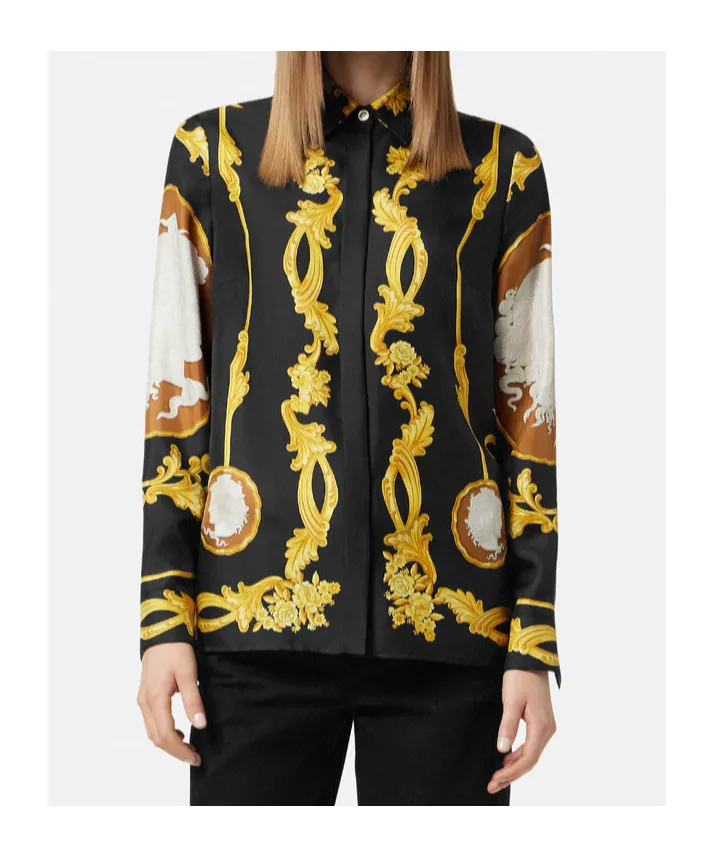Pattern-Printed Long-Sleeved Shirt