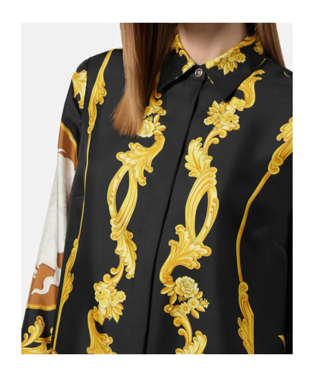 Pattern-Printed Long-Sleeved Shirt