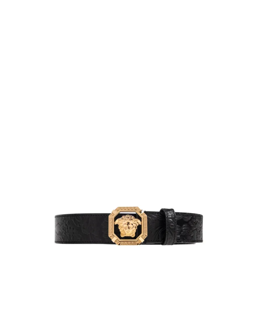 Medusa-Motif Embossed Belt
