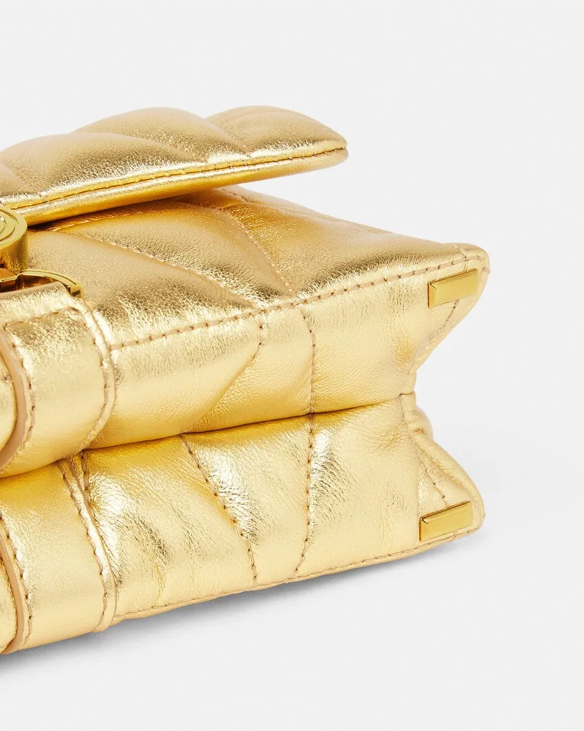 Chain-Linked Quilted Metallic Clutch Bag