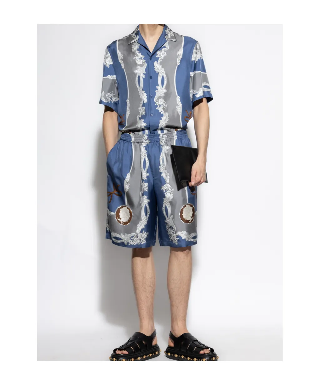 Pattern-Printed Elasticated Waistband Shorts