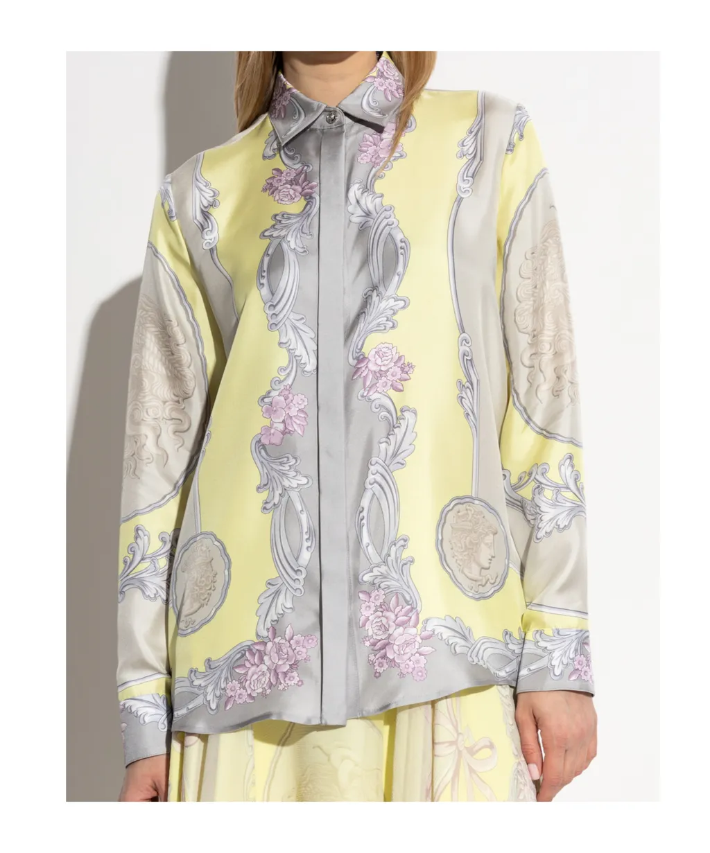 Pattern-Printed Long-Sleeved Shirt