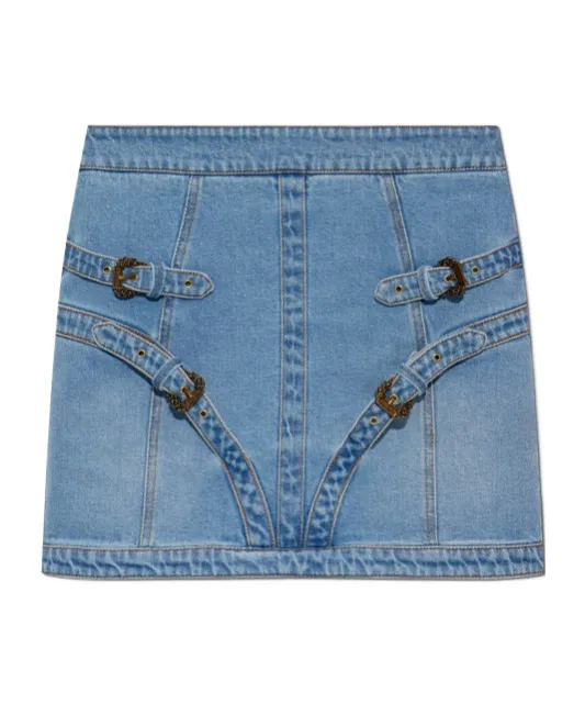 Jeans Couture Buckle Detail Mini Skirt