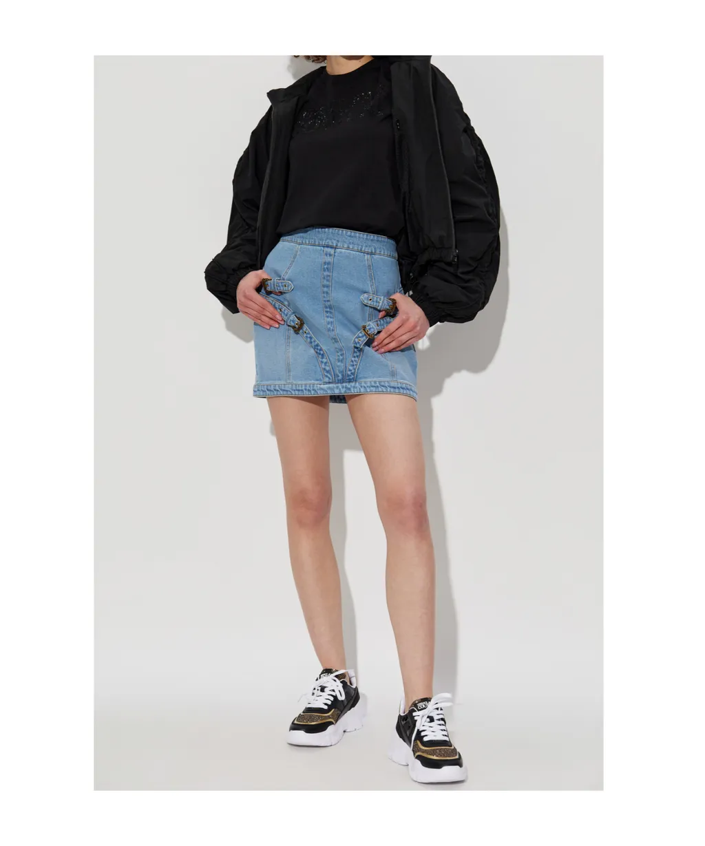 Jeans Couture Buckle Detail Mini Skirt