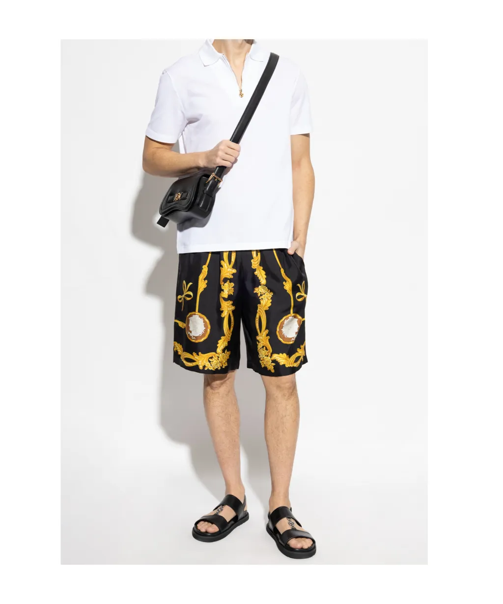 Pattern-Printed Elasticated Waistband Shorts