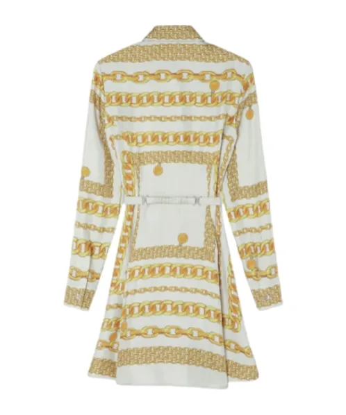 Chain-Printed Belted Mini Dress