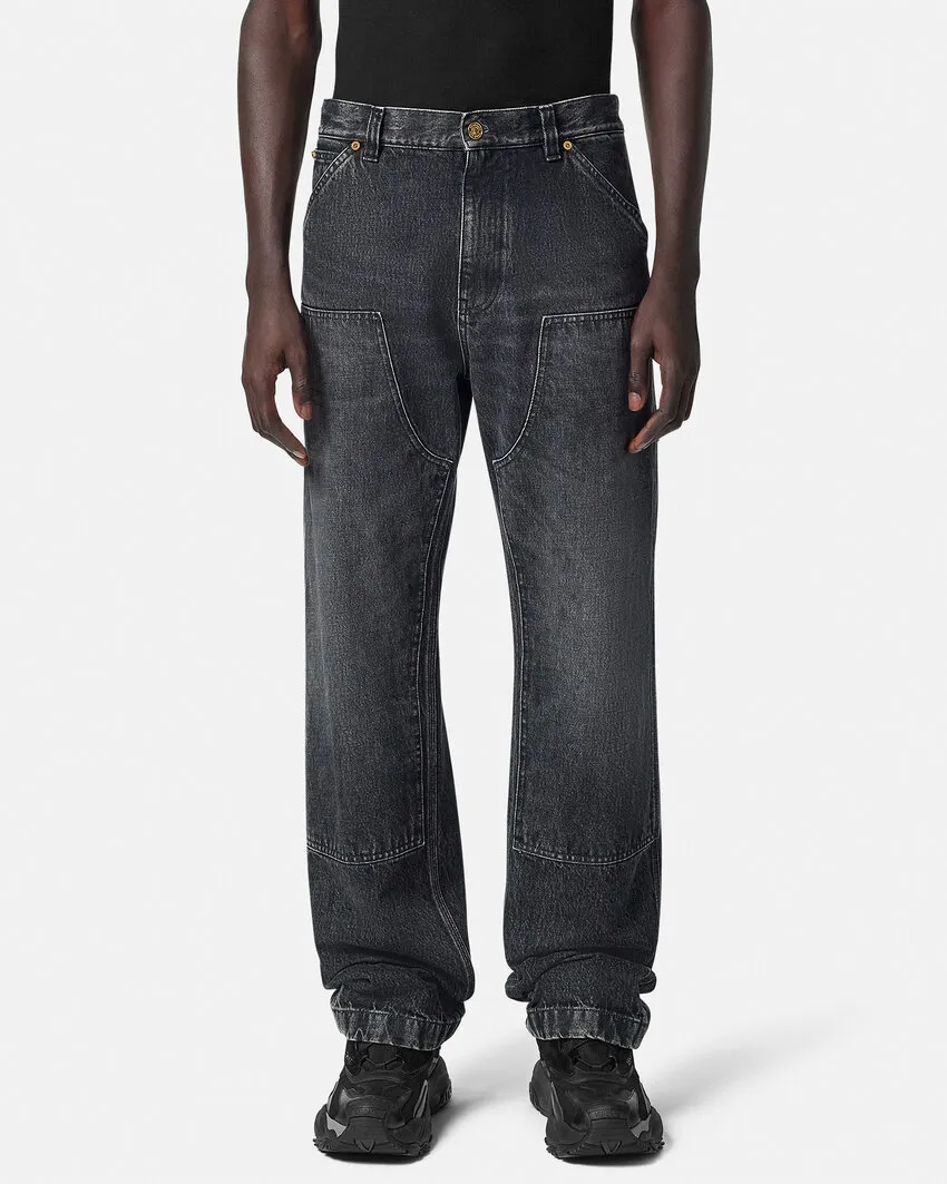 Logo-Patch Patchwork-Designed Jeans