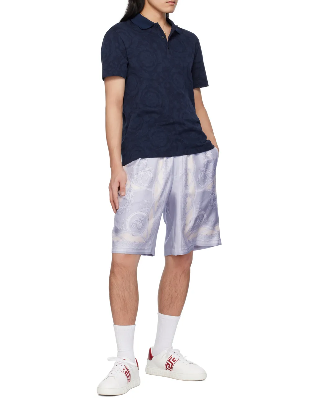 Greca-Printed Lace-Up Sneakers