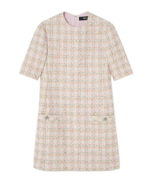 Short-Sleeved Tweed Mini Dress
