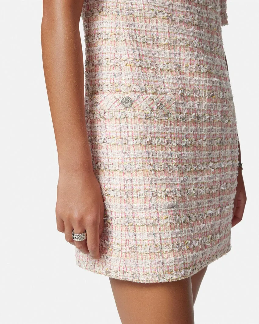 Short-Sleeved Tweed Mini Dress