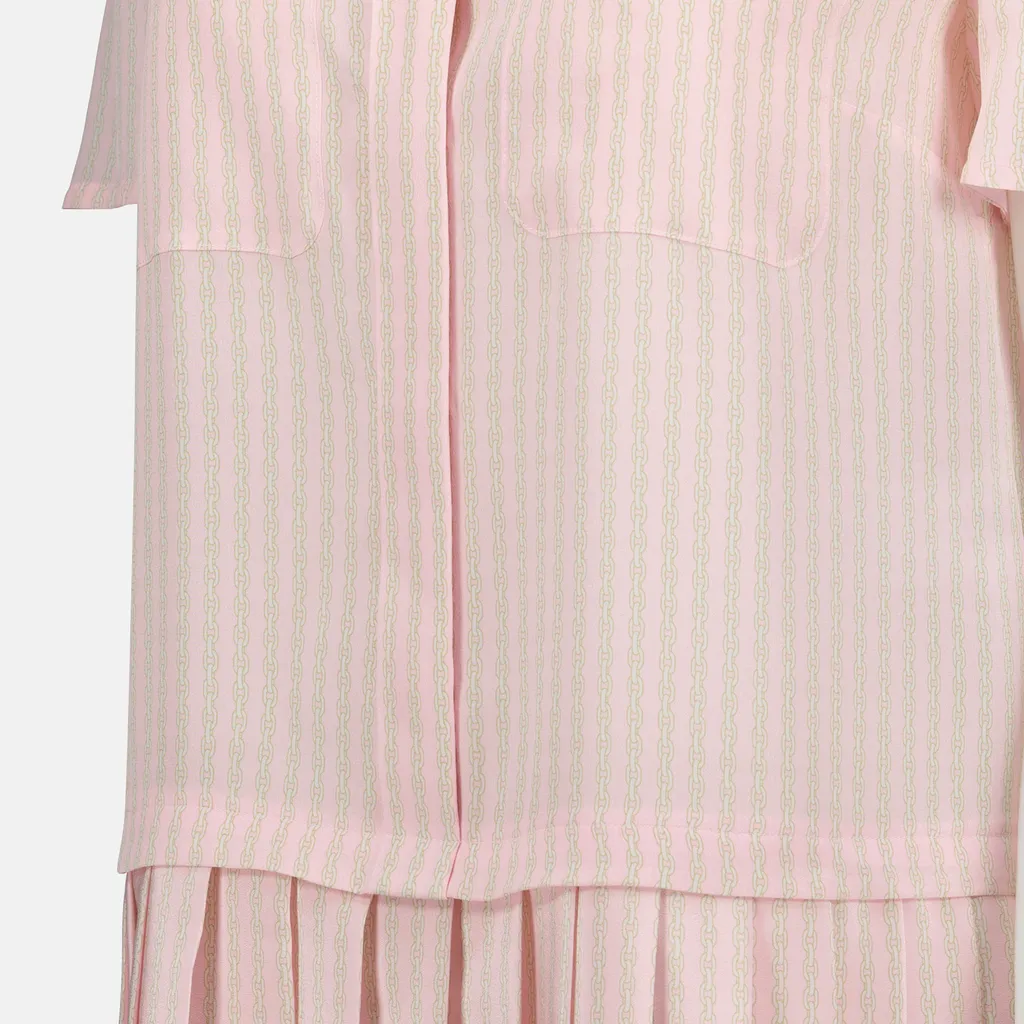 Chain-Printed Pleated Dress
