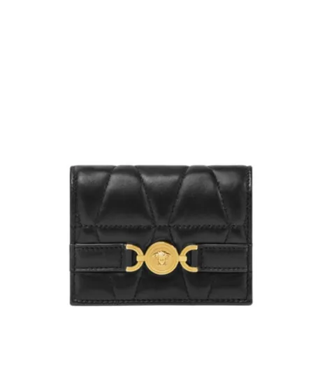 Medusa-Plaque Quilted Wallet