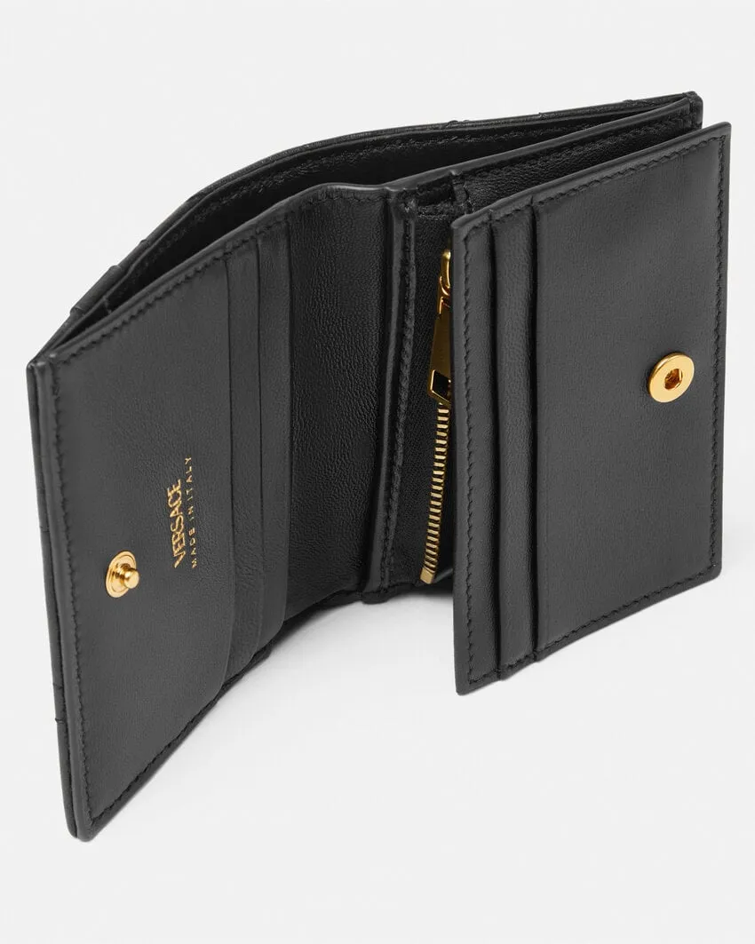 Medusa-Plaque Quilted Wallet