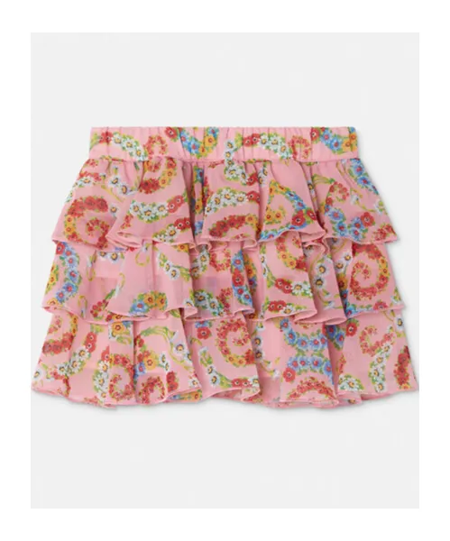 Floral Swirl Ruffled Skirt