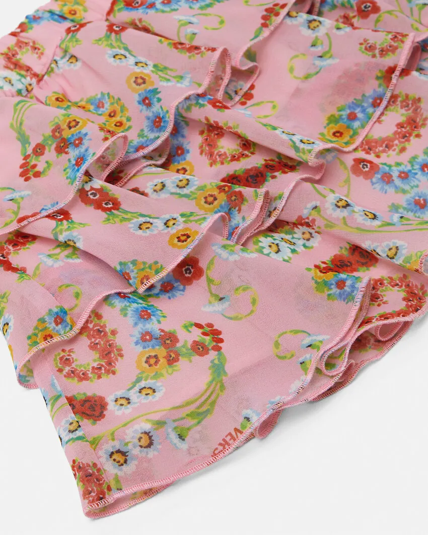 Floral Swirl Ruffled Skirt