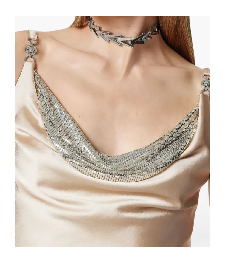 Medusa-Plaque Sleeveless Midi Dress