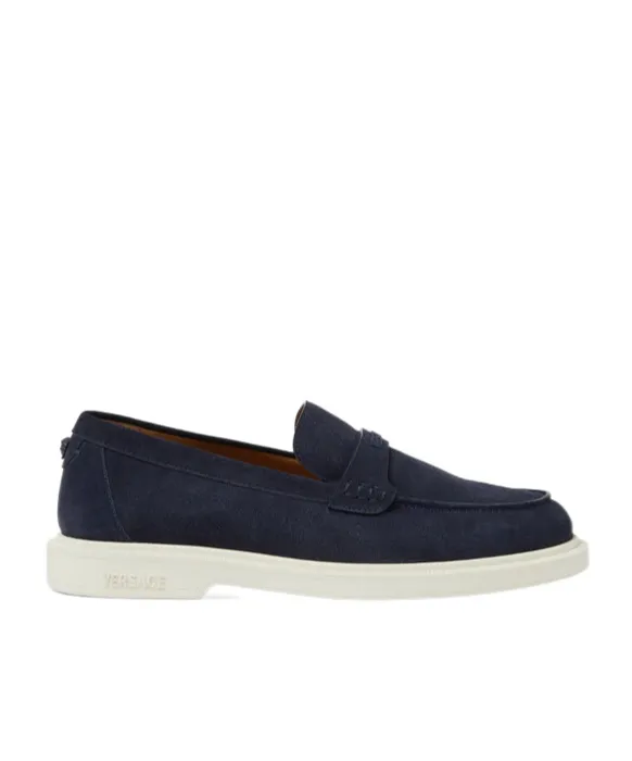 Logo-Lettering Round-Toe Loafers