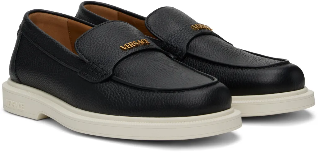 Logo-Lettering Round-Toe Loafers