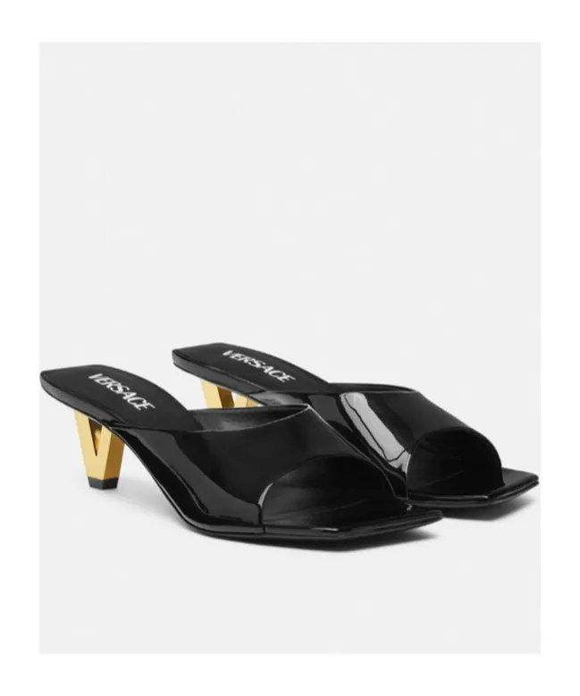 Square-Toe Slip-On Heeled Sandals