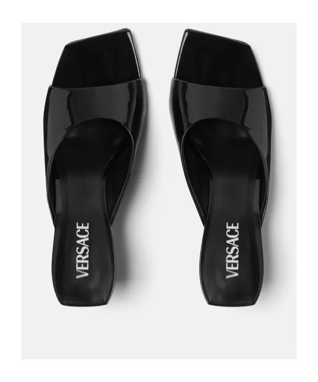 Square-Toe Slip-On Heeled Sandals